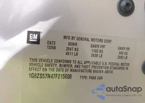 2007 Saturn Aura Xe from USA, damaged, VIN 1G8ZS57N47F215608
